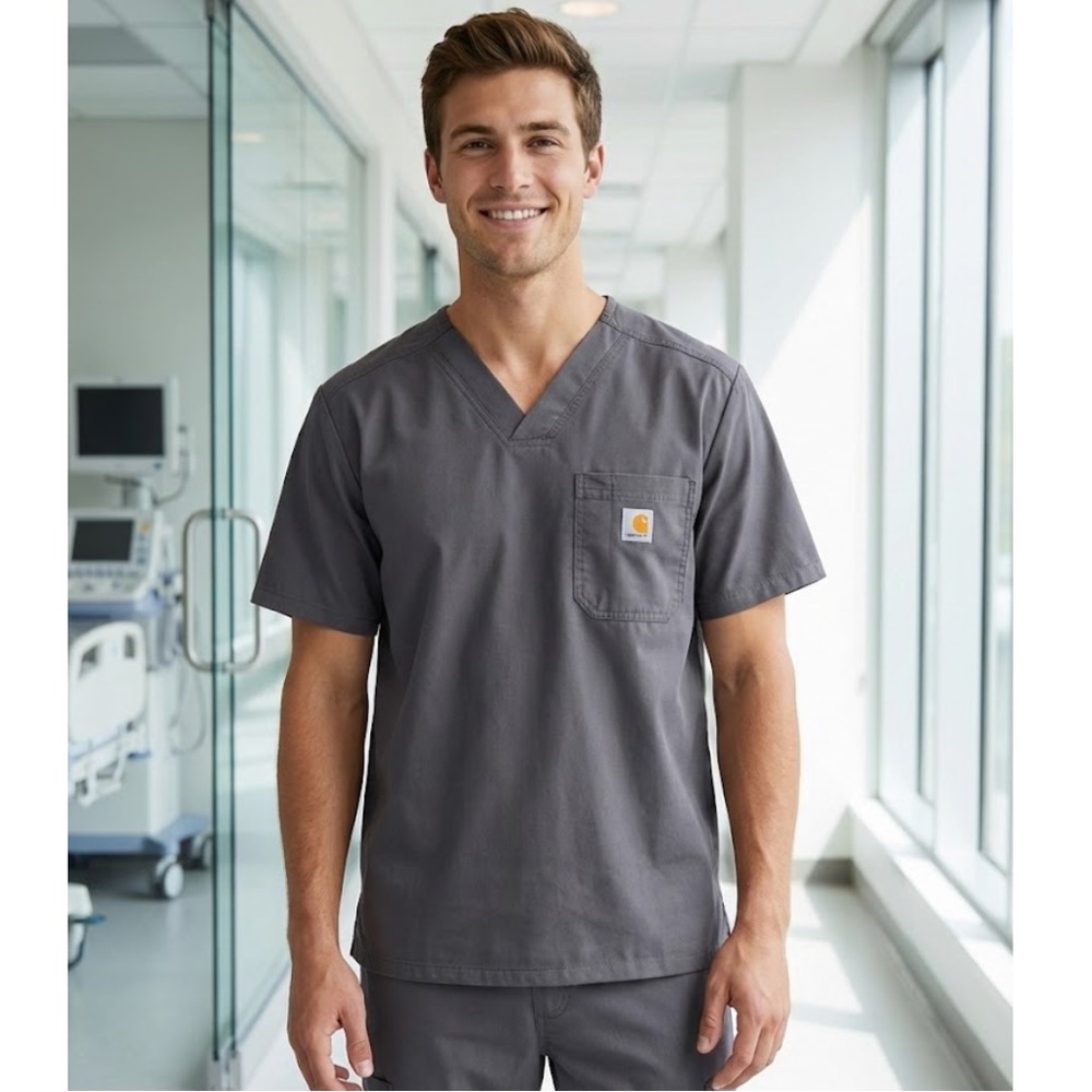 Carhartt brown V-Neck scrubs size L